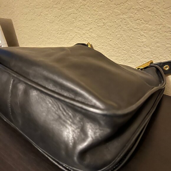 Coach Black Leather Shoulder Bag with Gold Accents - Picture 3 of 15